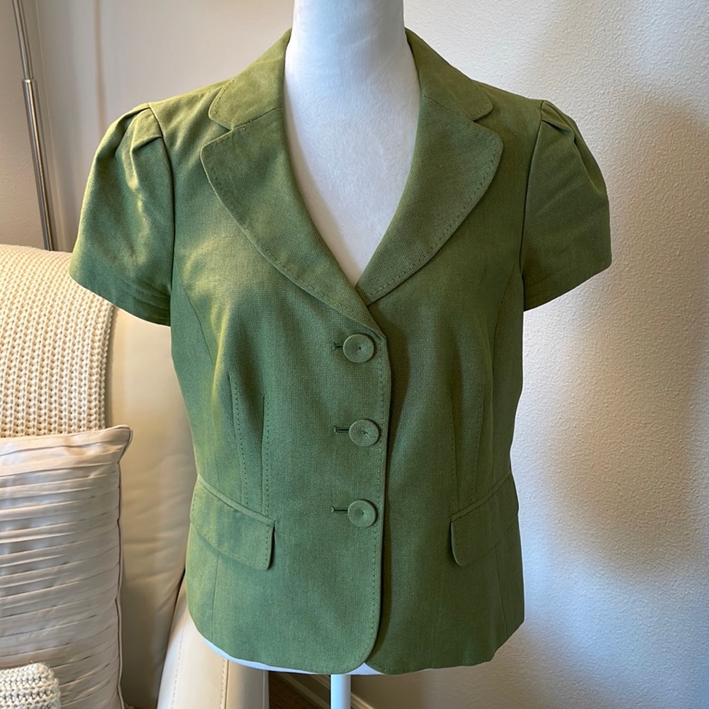Ann Taylor Petites - 12P - Short Sleeve Green Blazer - Picture 1 of 6